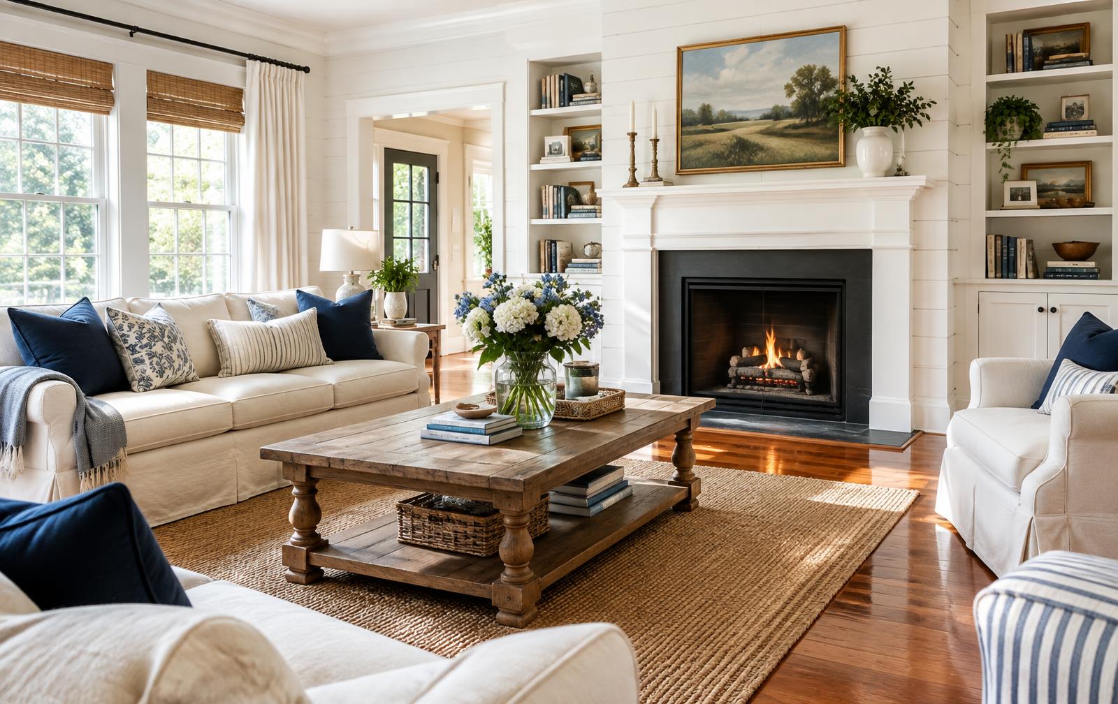 A bright, freshly cleaned living room